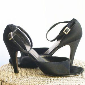 Black Satin Heel Pump US Size7.5